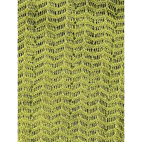 Sigrid Olsen Green Silk Blend Pointelle Lace Beaded Cardigan Sweater Women’s XL - Picture 6 of 6